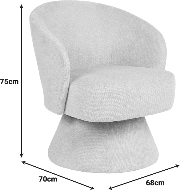 Karrige me rrotullim Cioura, material stof, ngjyrë bezhë, 70x68x75cm