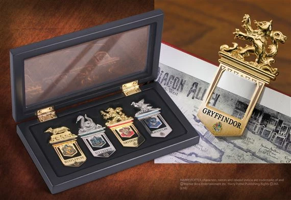Set shenjues librash Noble Collection Harry Potter Hogwarts, 4 copë, argjend & i veshur me ar 24K