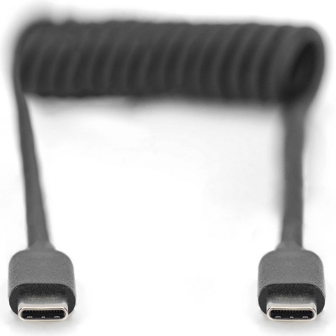 Kabllo spiral USB C në USB C Digitus, 1 m, USB 2.0, e zezë