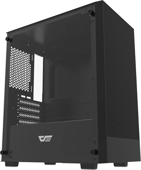 Kasë Darkflash M305 Micro-ATX Mini Tower, panel xham i kalitur, 2x SSD + 2x HDD, deri 7x 120 mm ventilatorë, USB 3.0, e zezë