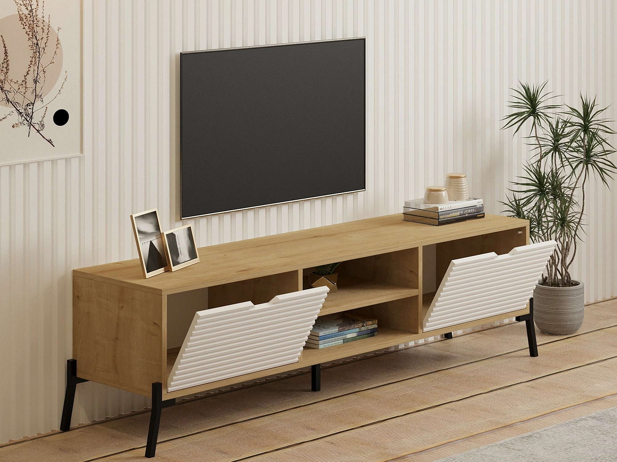 Komodë TV Hanah Home, ngjyrë lis safir, e bardhë