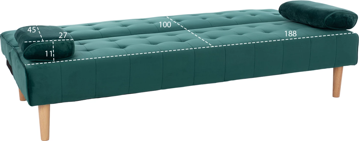 Krevat-sofë WANDA, kadife e gjelbër, FH3149.13, 188x83x83 cm