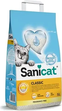 Rërë për mace me minerale absorbuese  Sanicat Classic Fragrance Free, 5L