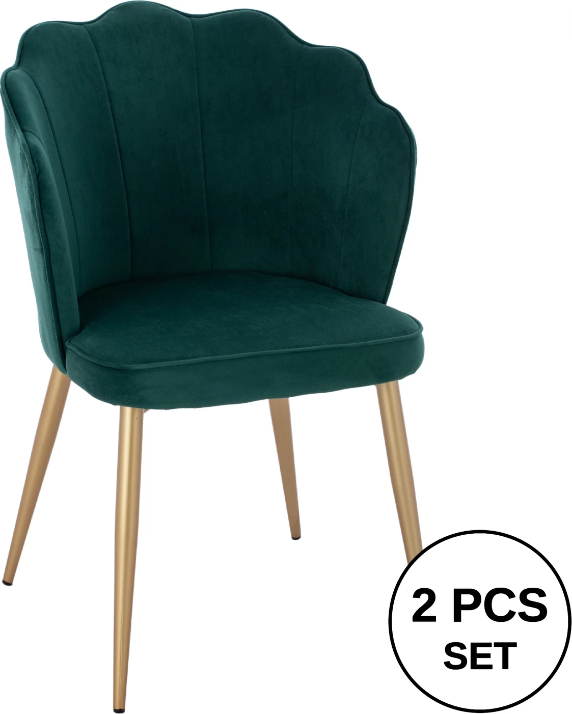 Karrige FH8737.03 kadife jeshile me kornizë metalike ari 48x48x85 cm., set prej 2 copë