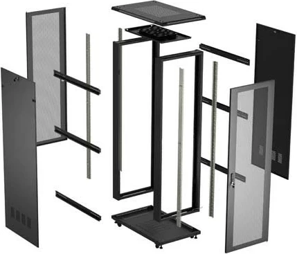 Kabinet rack LANBERG 19" 27U 600x1000mm, në këmbë, dyer të shpuara, i zi