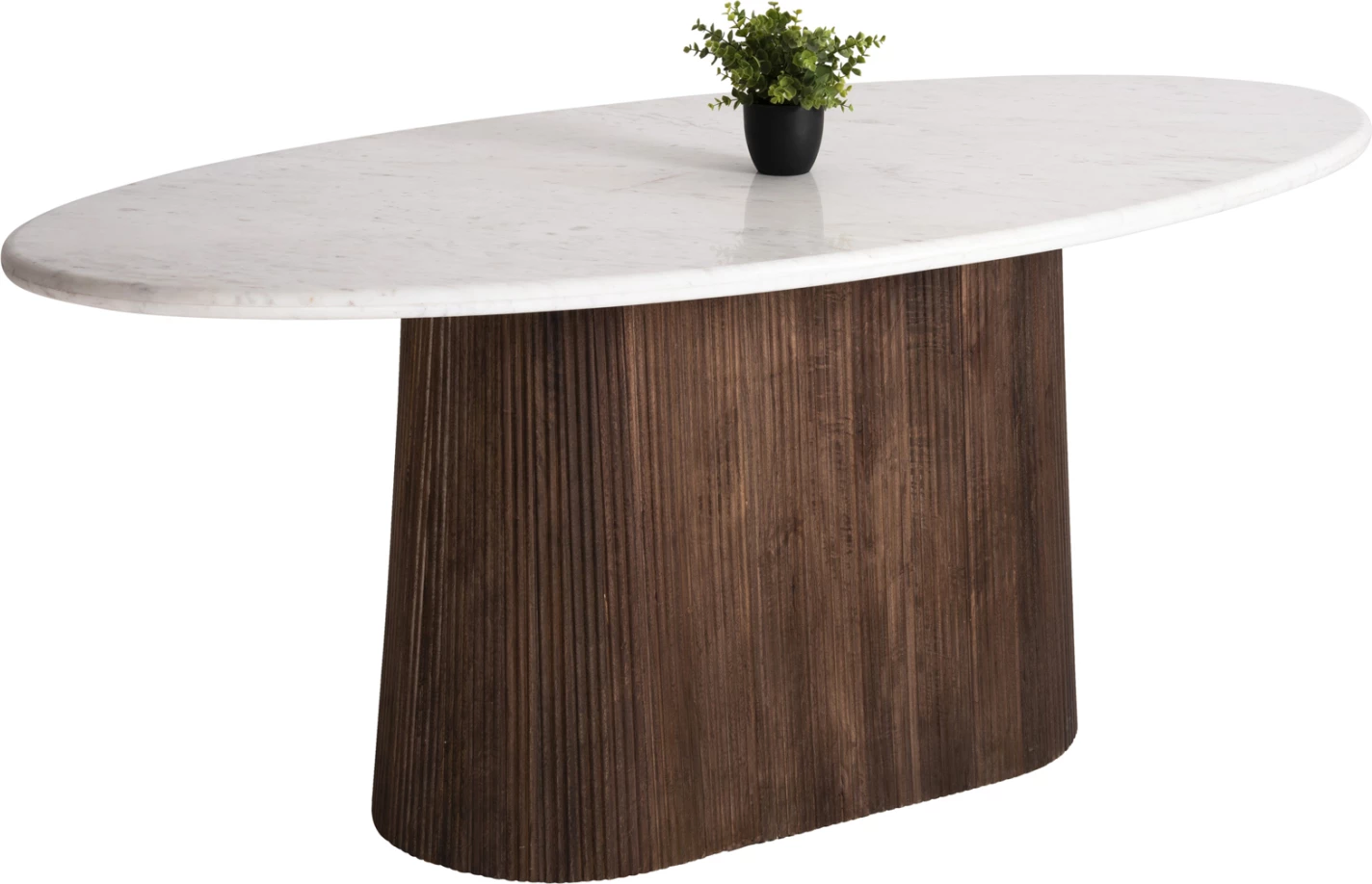 Tavolinë ovale për ngrënie, dru mango, mermer i bardhë, 180x90x76 cm