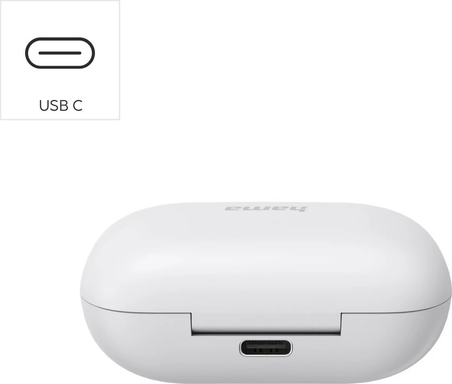 Kufje in-ear pa tela Hama Spirit Chop II 184173, Bluetooth 5.0, IPX4, Touch Control, USB-C, të bardha