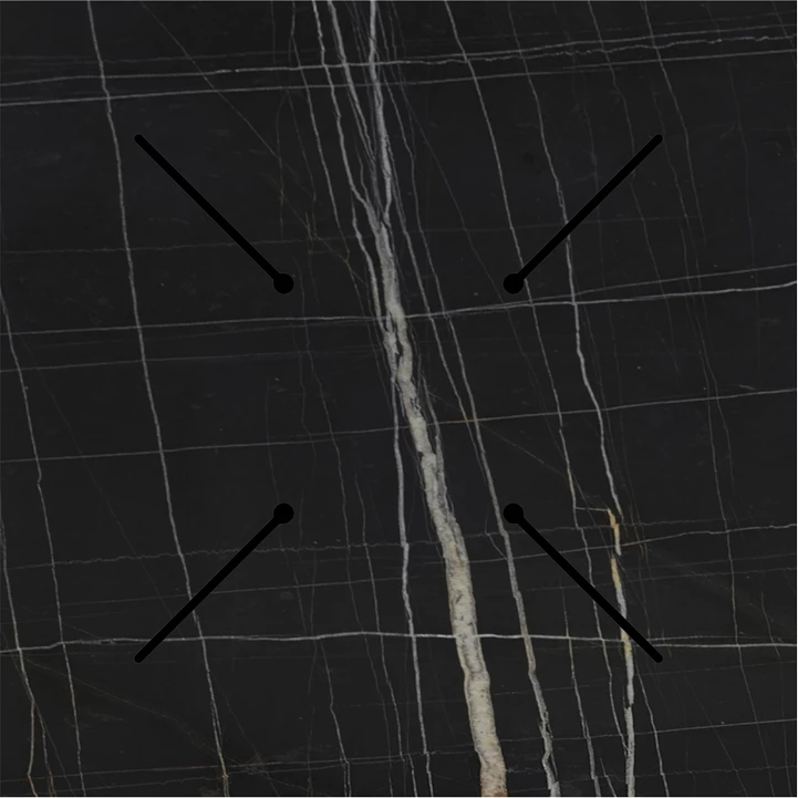 Sipërfaqe tavoline Relian, pamje mermeri të zi, HPL, 80x80cm, trashësi 12mm