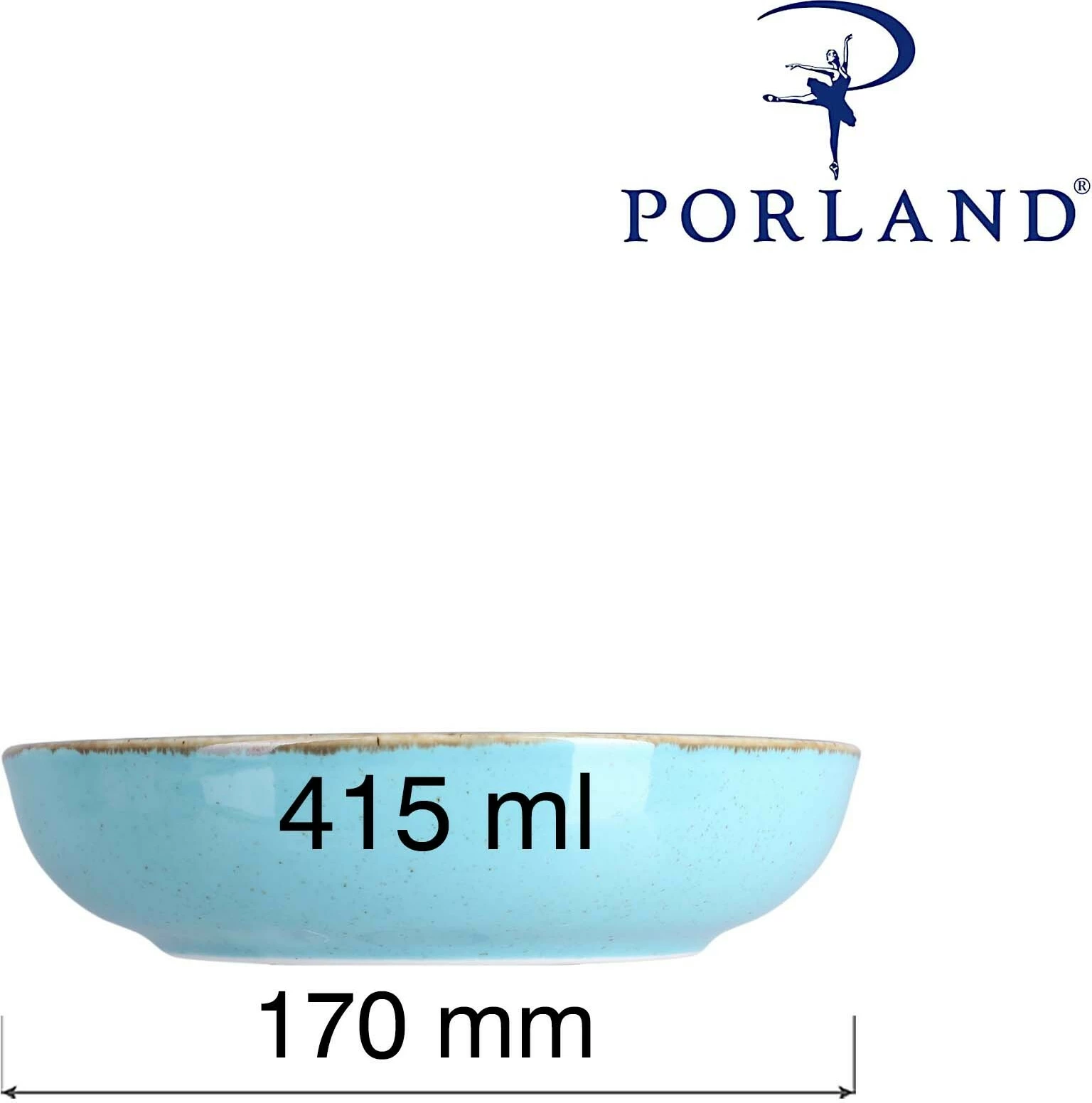 Tas i cekët Porland Seasons Laguna Ø170 mm 415 ml, blu e çeltë, set 6 copë