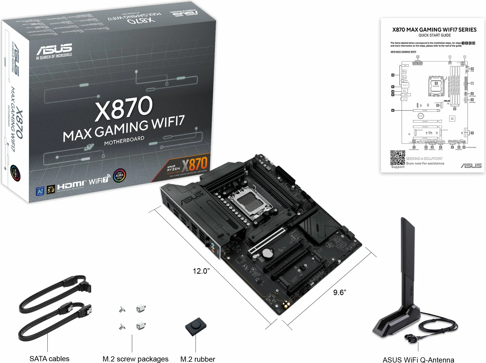 Pllakë amë Asus X870 MAX GAMING WIFI7 ATX, DDR5 256GB, WiFi 7, Bluetooth