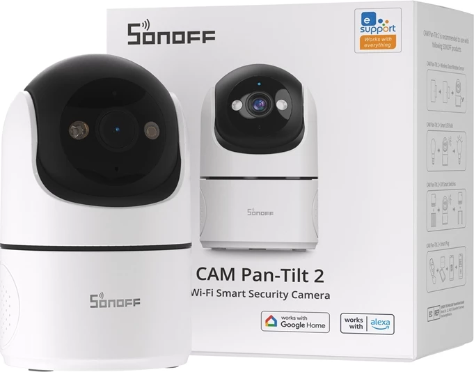 Kamerë e mençur WiFi Sonoff CAM-PT2, 2MP, Full HD, për brenda, Bardhë-e zezë
