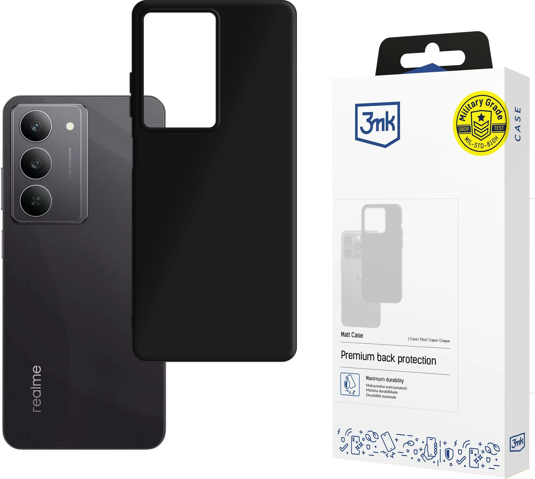 Mbështjellës 3mk Matt Case për Realme 14x, i zi