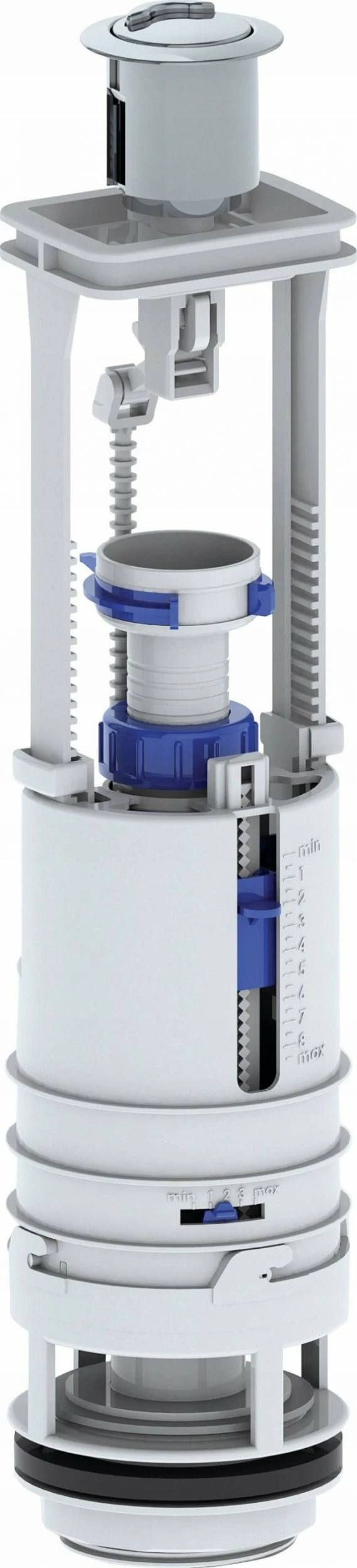 Valvul shkarkimi për WC KK-Pol Duo Max 43260, 3/6 L, Ø84.5 mm, me rregullim lartësie, Chrome, me kllapa