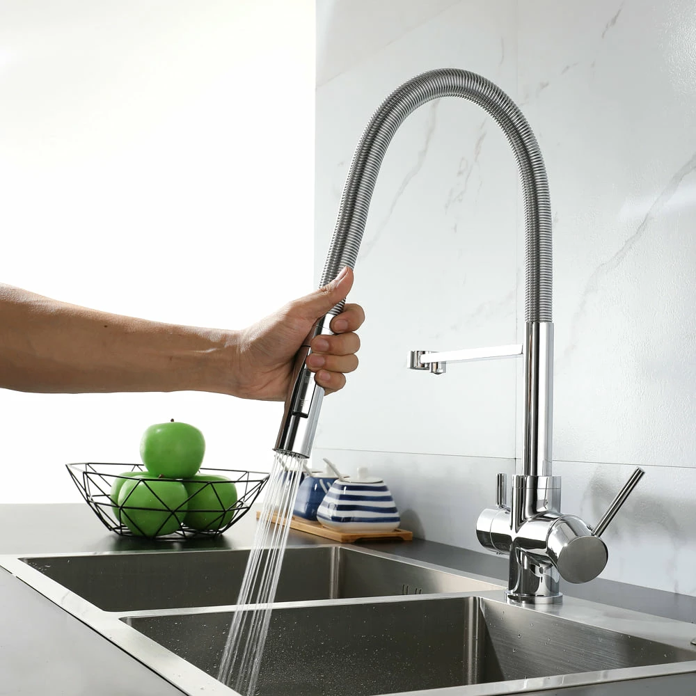 Rubinet me dush që tërhiqet Voden, krom