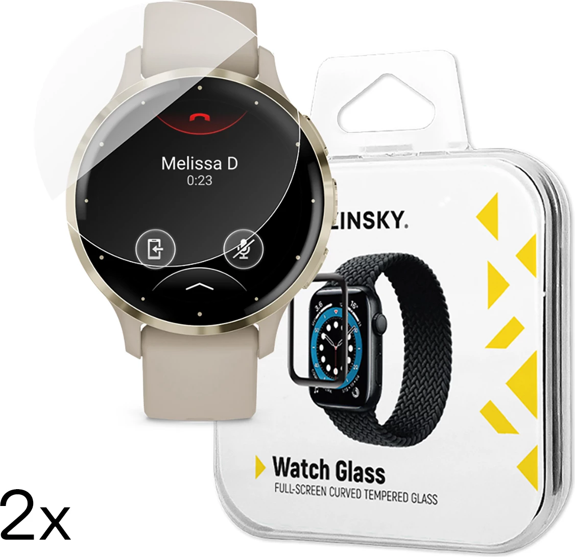 Xham i temperuar për orë Garmin Venu 3S, Wozinsky Full Glue, 41mm, 2 copë