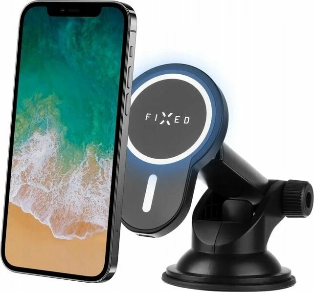 Mbajtës celulari për veturë Fixed MagClick XL FIXMCLI-XL-BK, MagSafe, karikim pa kabllo 15W, i zi, set me adapter ventilimi + kabllo USB-C 1m