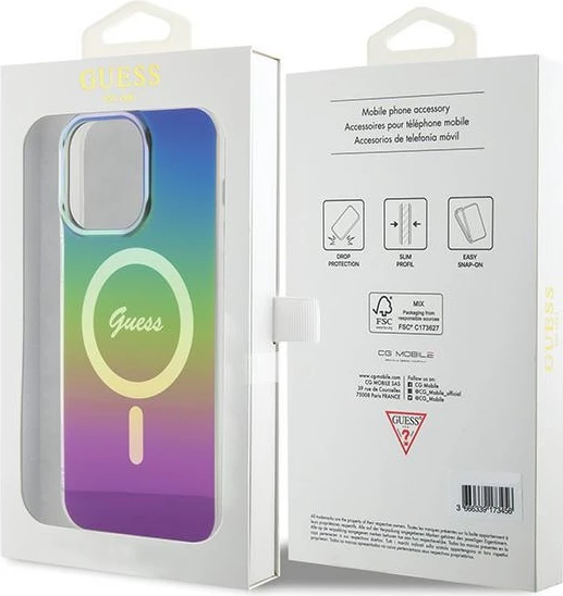 Mbështjellës Guess IML Iridescent MagSafe për iPhone 15 Pro Max 6.7", shumëngjyrësh