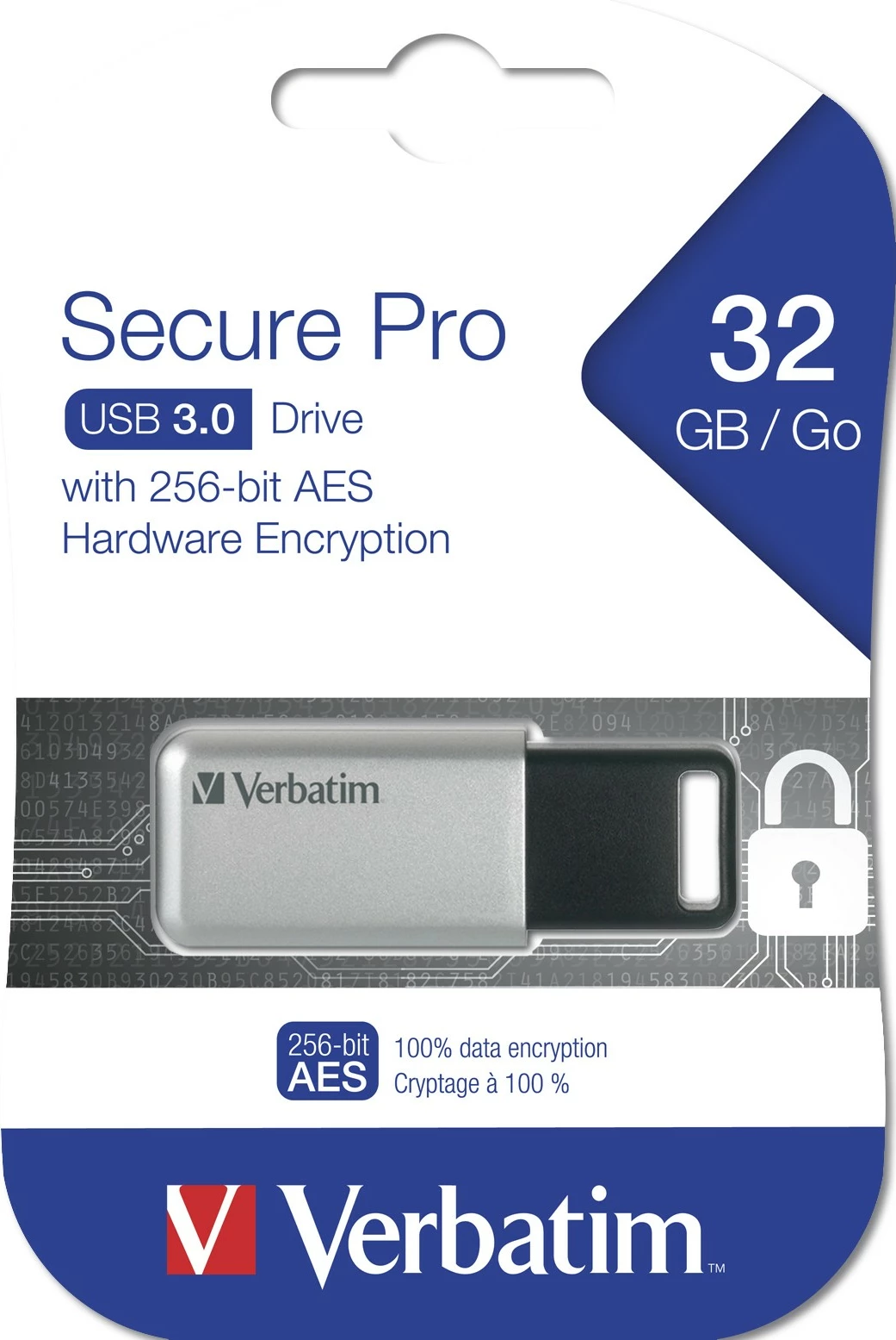 USB Verbatim Secure Pro 32 GB, USB 3.2 Gen 1, Argjendtë