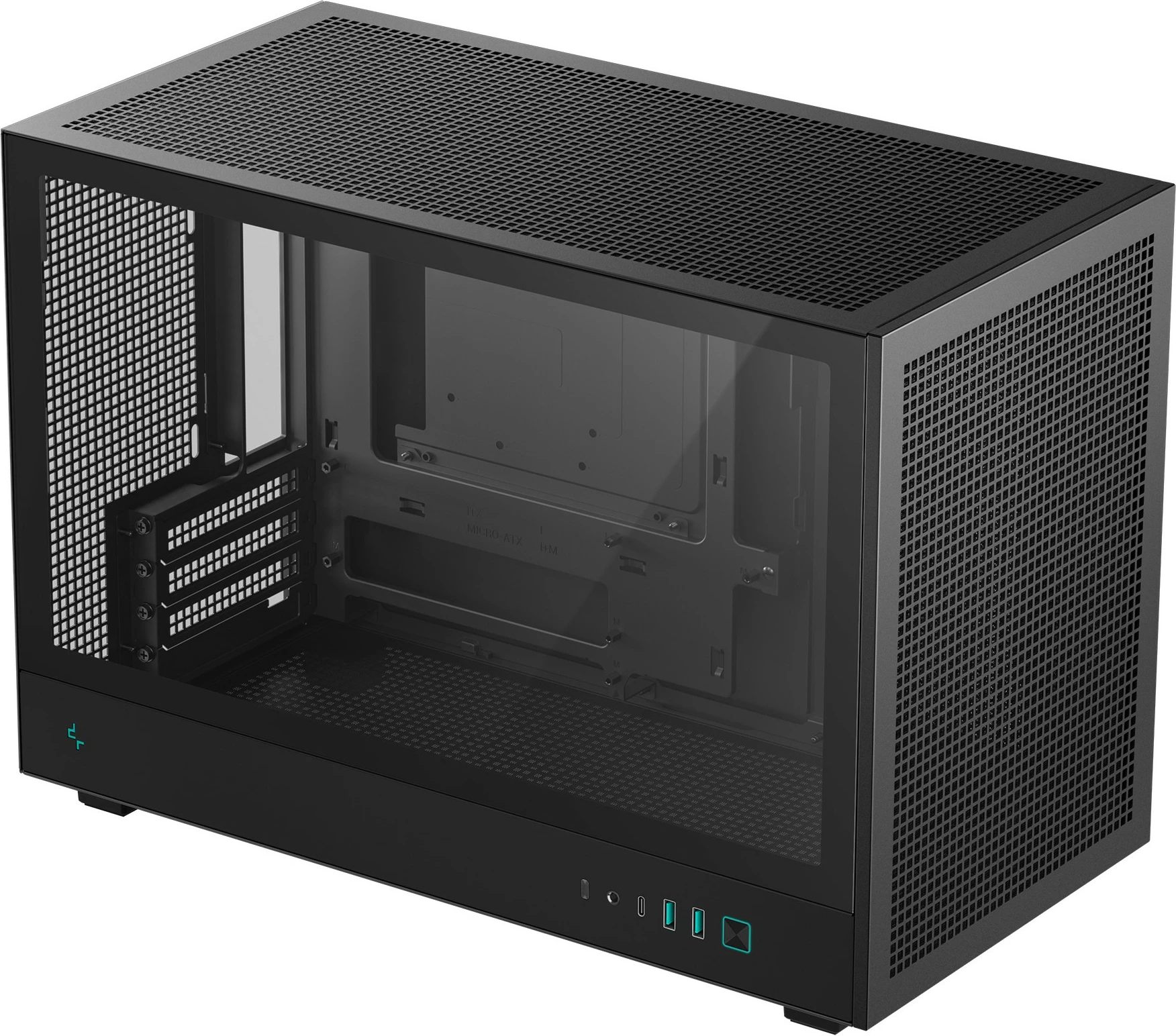 Kasë DeepCool CH260, Micro Tower, micro ATX/Mini-ITX, xham i temperuar, e zezë