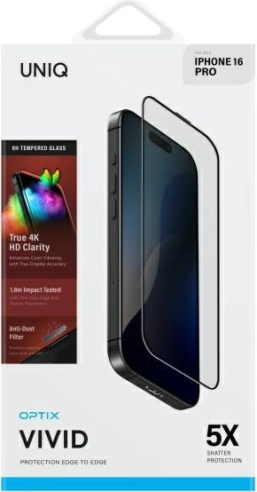 Xham mbrojtës UNIQ Optix Vivid me aplikator për iPhone 16 Pro