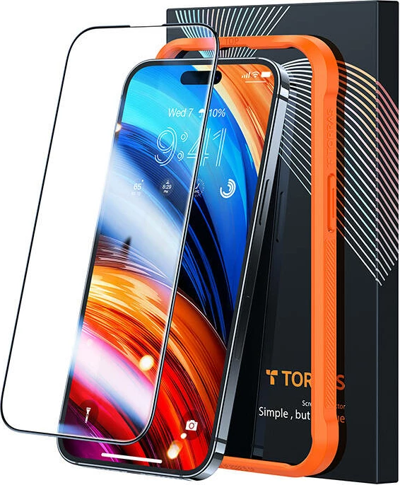 Xham i temperuar Torras InstaII Master për iPhone 15, me kornizë montimi