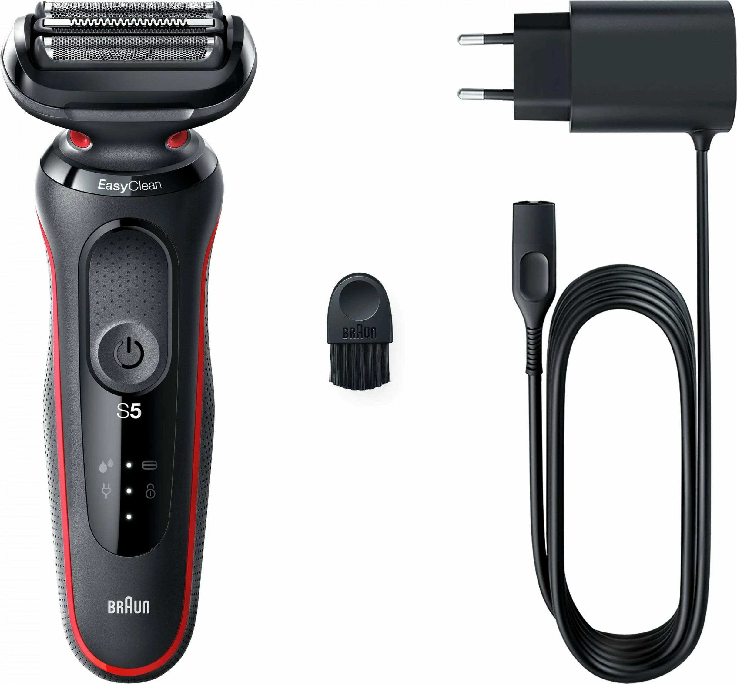 Makinë rroje Braun Series 5 51-R1000s, 3 koka fleksibile, Li-Ion, e zezë/kuqe
