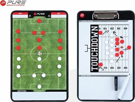 Tabelë taktike magnetike për futboll Pure2Improve P2I Coachboard Football, 35x22 cm, gjelbër/bardhë, set me marker dhe magnetë
