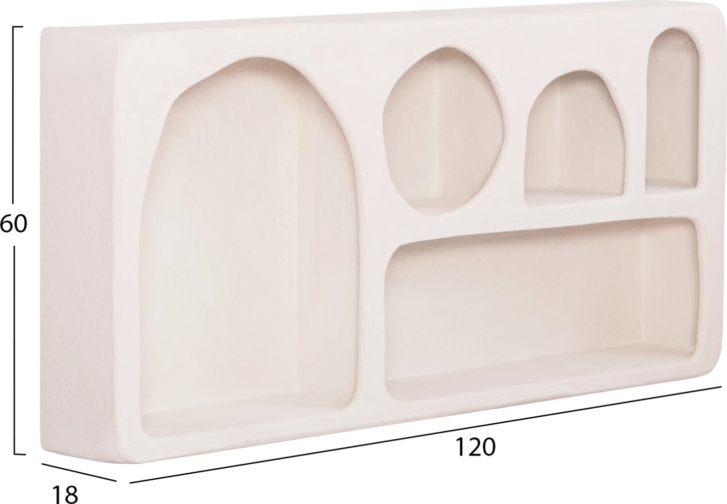 Raft muri Santorini, MDF, ngjyrë e bardhë, FH18063.01, 120x18x60 cm