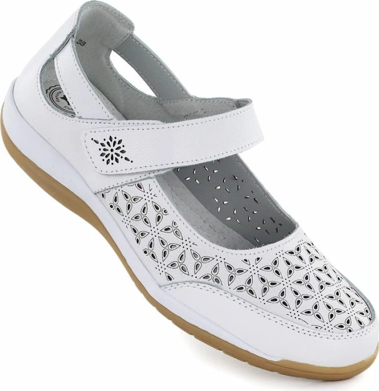 Këpucë lëkure për femra Jezzi, të bardha