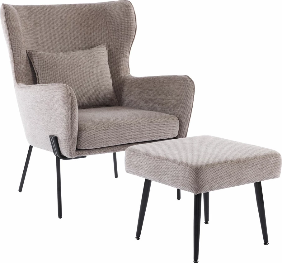 Set karrige relaksi me stol, ngjyrë kafe e çelët, 84x74x97.5