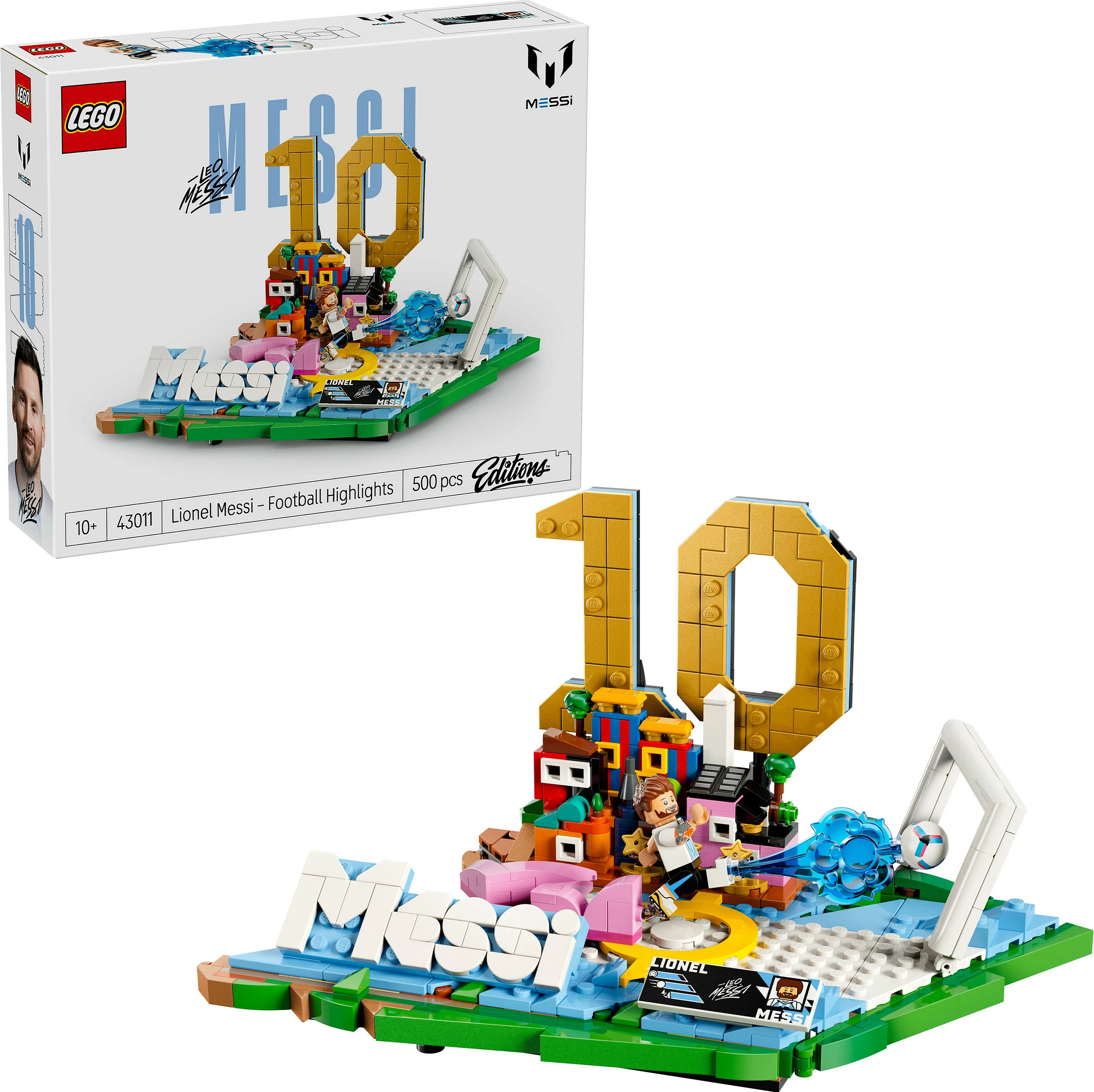 Set ndërtimi LEGO 43011 Lionel Messi Football Highlights, 500 copë, multikolor