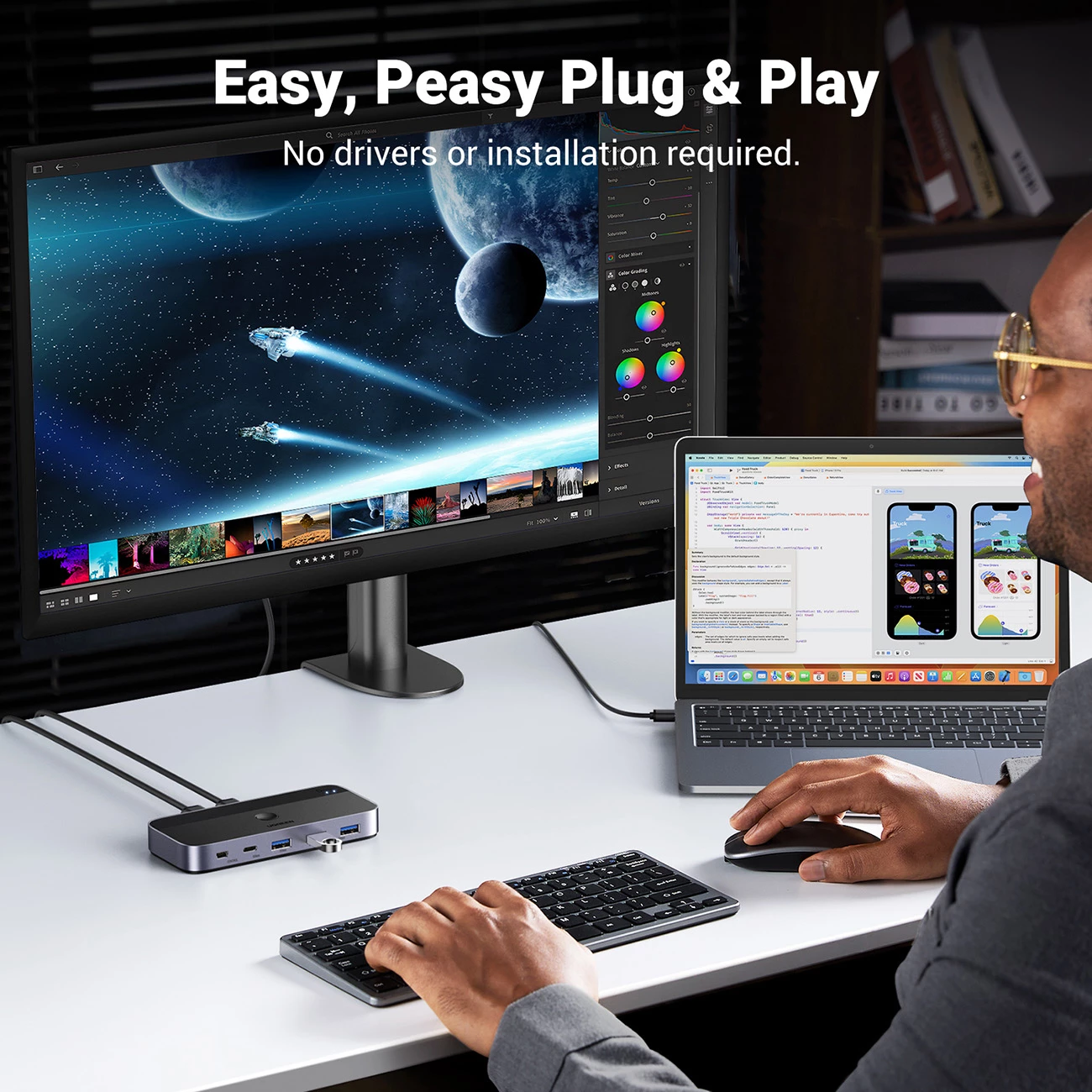 Switch USB 3.0 Ugreen CM662, 2-në-4, me 2 kabllo USB-A, e zezë