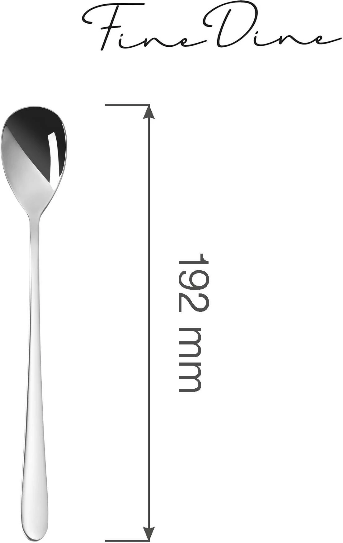 Lugë latte Fine Dine 192 mm, çelik inox 18/10, set 12 copë, argjendtë