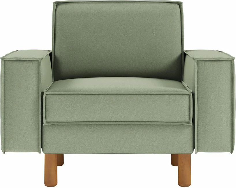 Fotelje një vendi, ngjyrë jeshile deti, këmbë dru arre, Atelier del Sofa, Sparrow 1