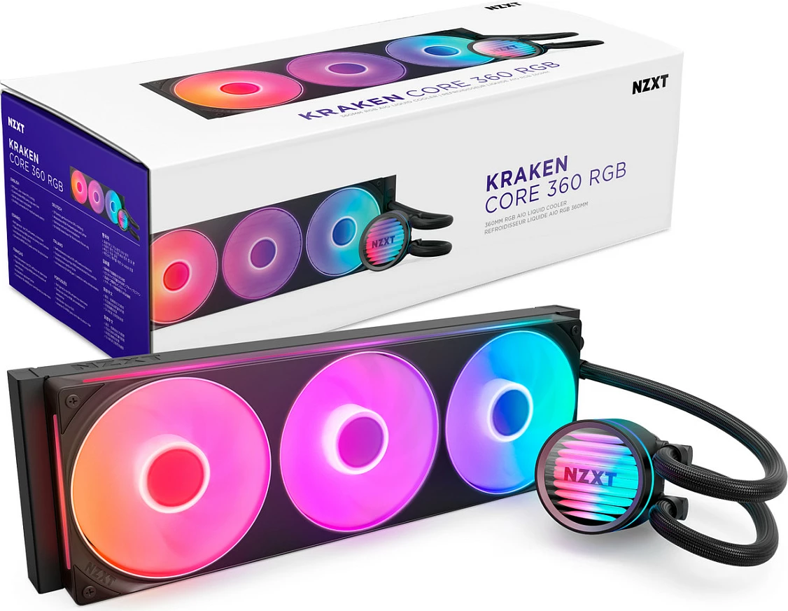 Ftohës uji për CPU NZXT Kraken Core 360 RGB, radiator 360mm, 3x120mm, i zi