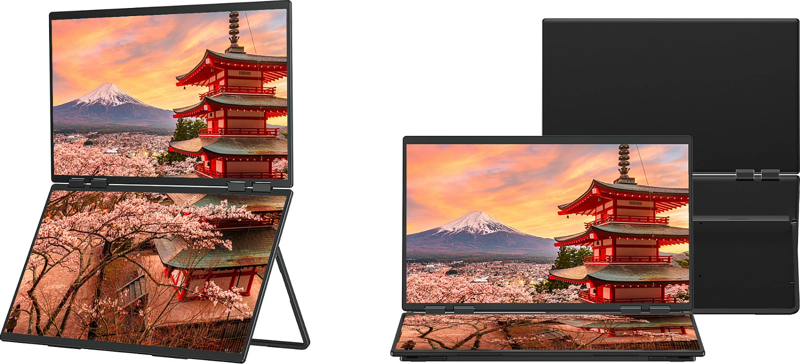 Monitor portativ dy-ekranësh JAPANNEXT JN-DMD-IPS238F-C4, 23.8", IPS, Full HD 1920x1080, 100Hz, i zi