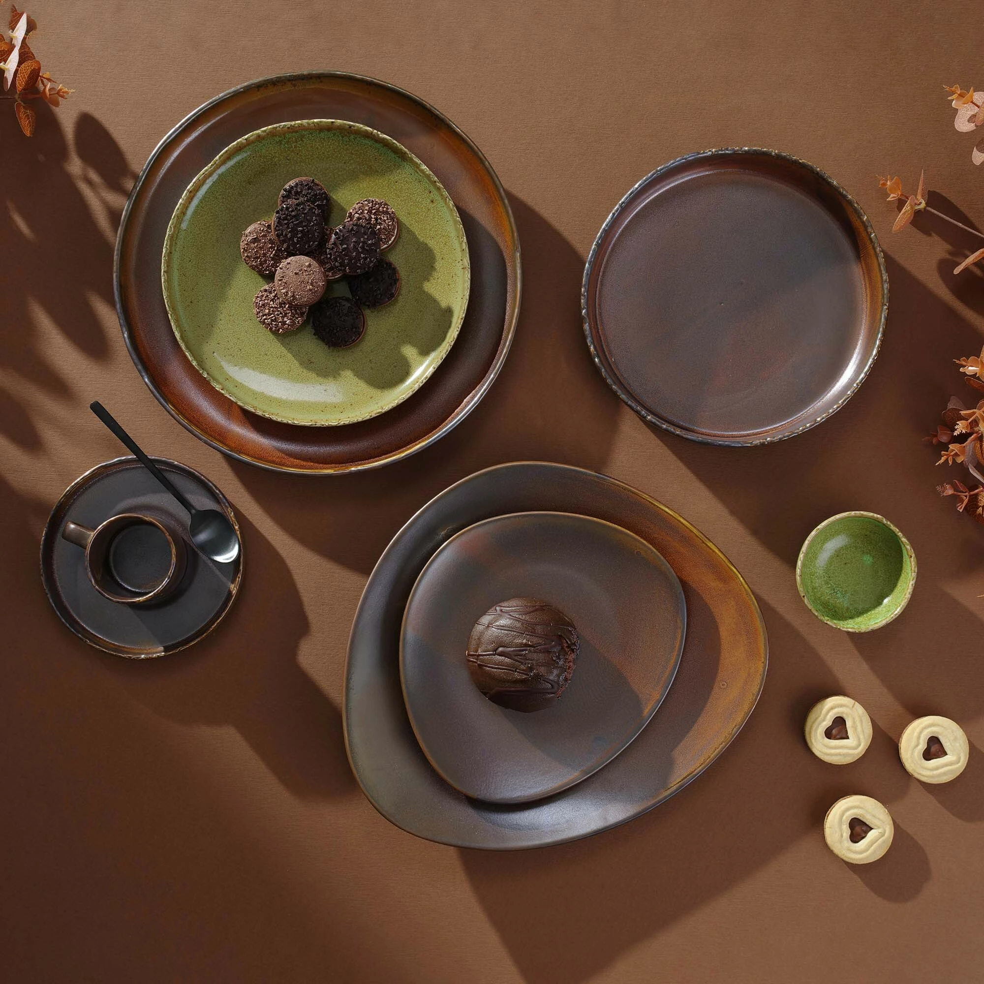 Pjatë e sheshtë Fine Dine Aurum Ø270mm, kafe e errët, set 3 copë