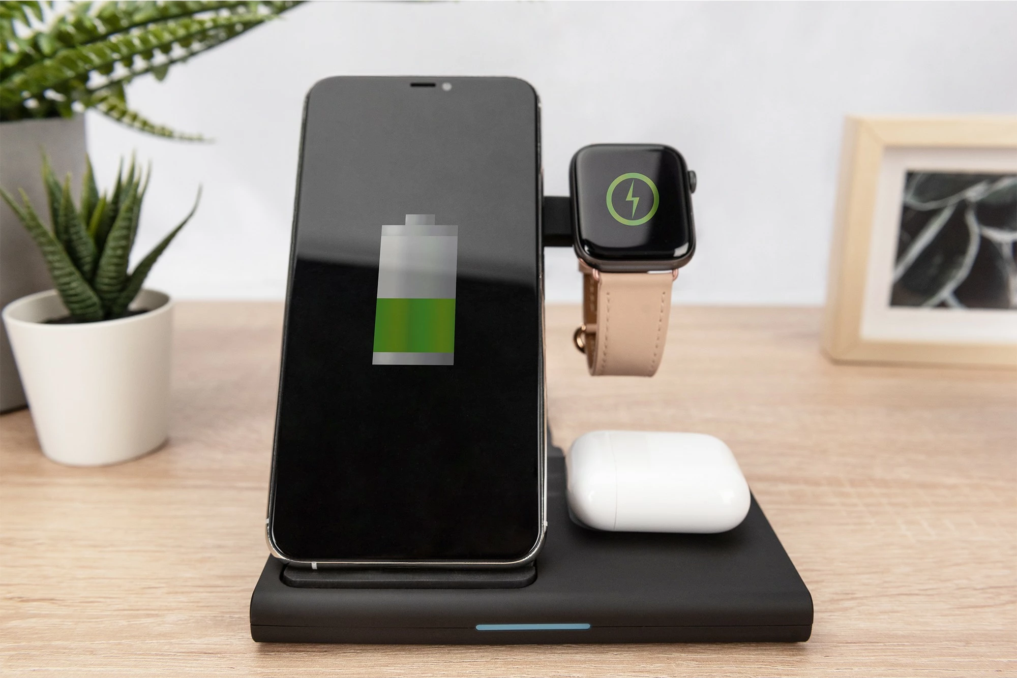 Stacion karikimi 3-në-1 Digitus për iPhone, Apple Watch, AirPods, gri
