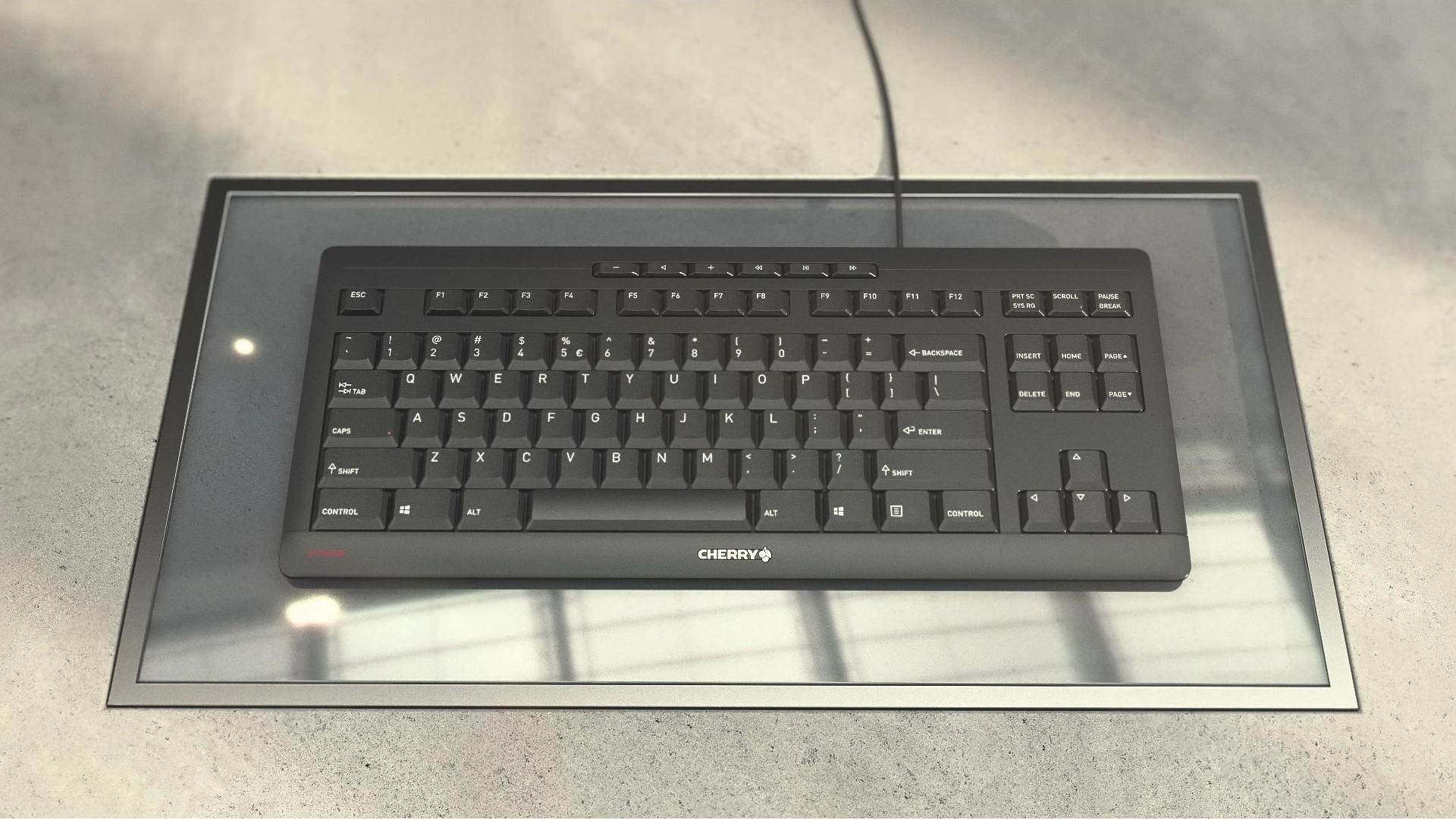 Tastierë Cherry STREAM TKL, Wired, USB, Scissor key switch, QWERTY, Bardhë