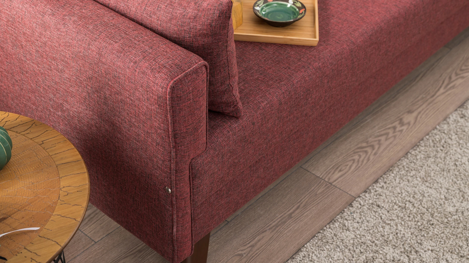 Divan treshe Atelier del Sofa, Bella, ngjyrë e kuqe klaret