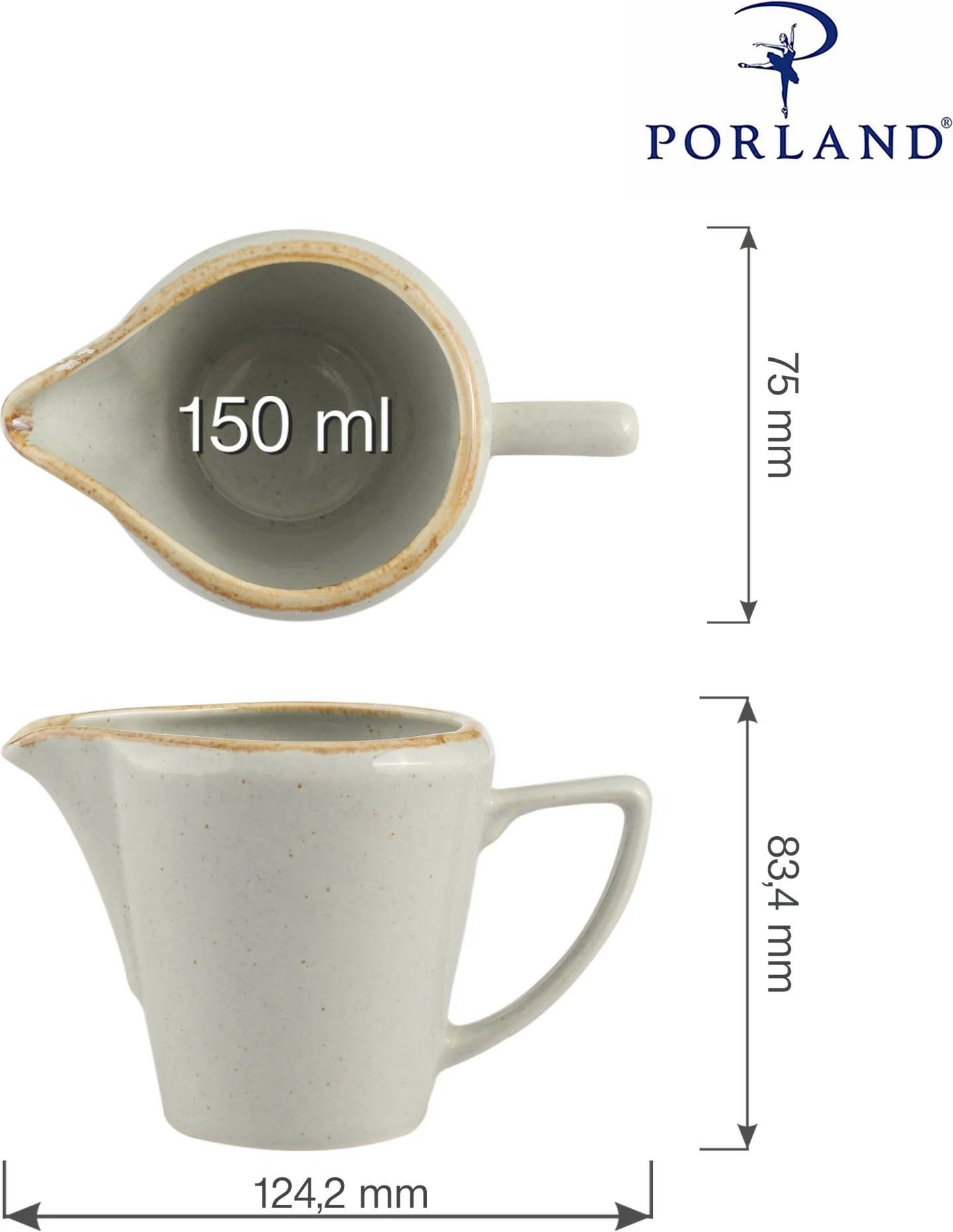 Kremier Porland Seasons Ashen 150 ml porcelan, gri e çelët, set 6 copë