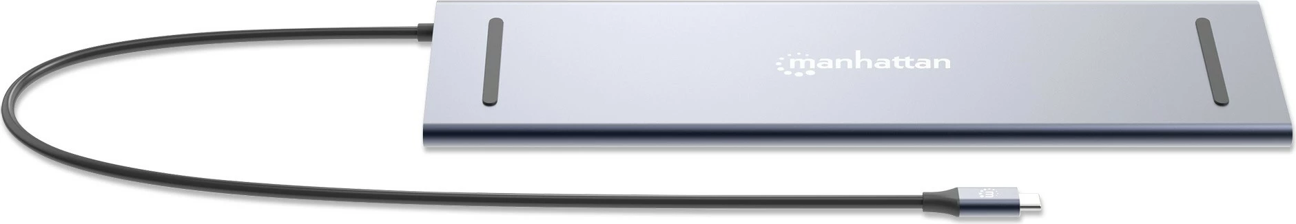 Docking station MANHATTAN 12-in-1, 4K, 1xHDMI, 2xDP, 3xUSB-A, gri
