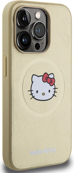 Mbështjellës Hello Kitty Leather Kitty Head MagSafe për iPhone 14 Pro, ari