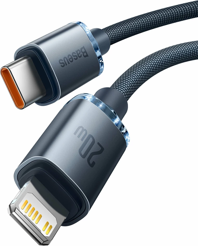 Kabllo Baseus Crystal Shine CAJY000301, USB-C në Lightning, 2m, 20W, e zezë