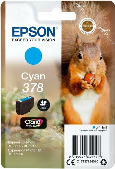 Kartush boje, Epson, 378 (C13T37824010), Claria Photo HD 4.1 ml, cyan