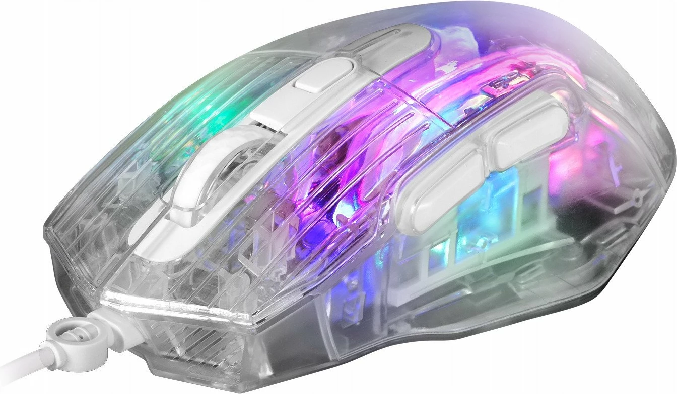 Maus gaming Marvo Prism 40 M413, 7200 DPI, USB me kabllo 1.5 m, RGB, 6 butona, transparent/e bardhë