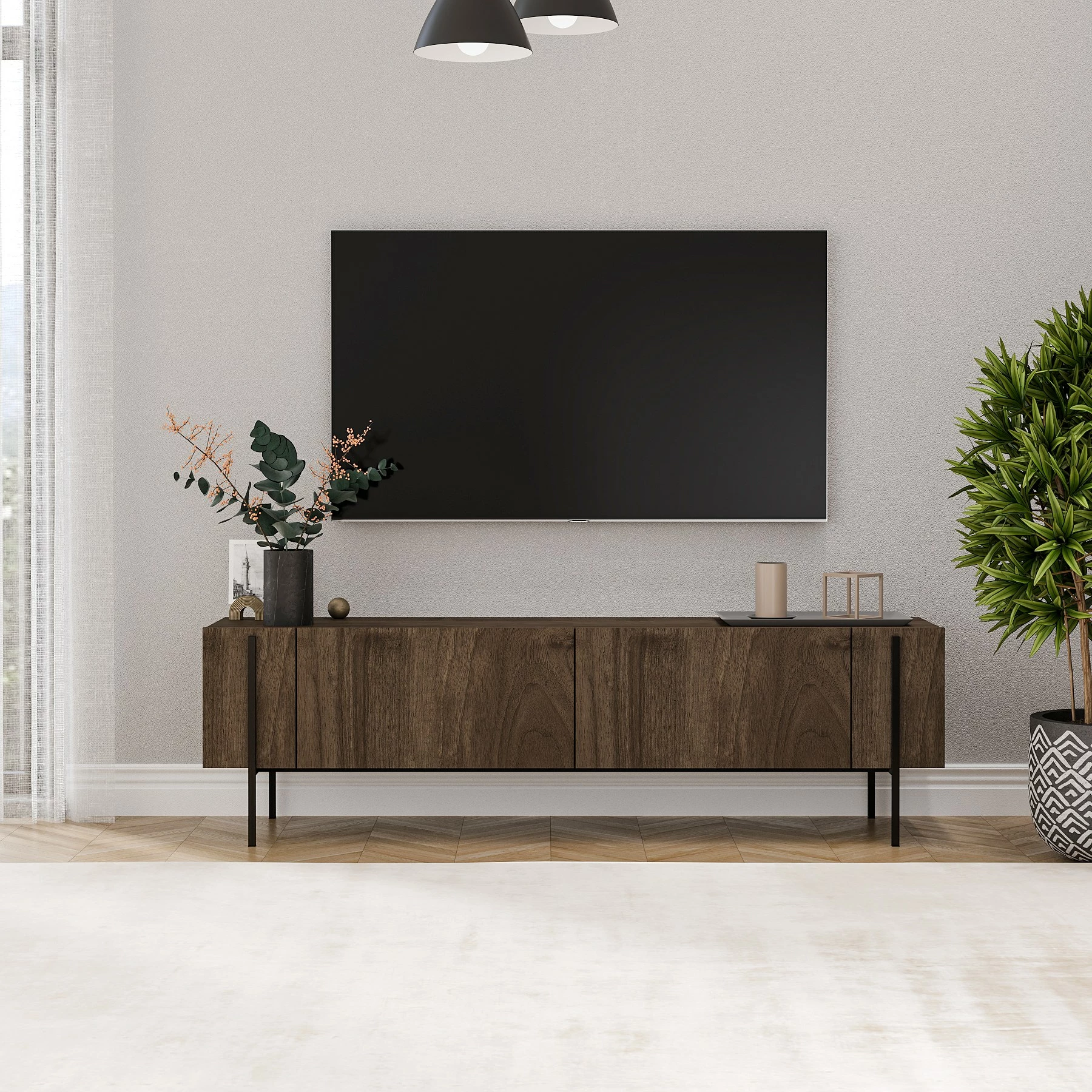 Komodë TV Hanah Home, Herman, ngjyrë arre
