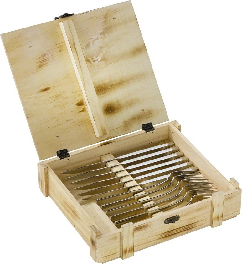 Set biftekësh Zwilling 12 copë, çelik inox, kuti druri