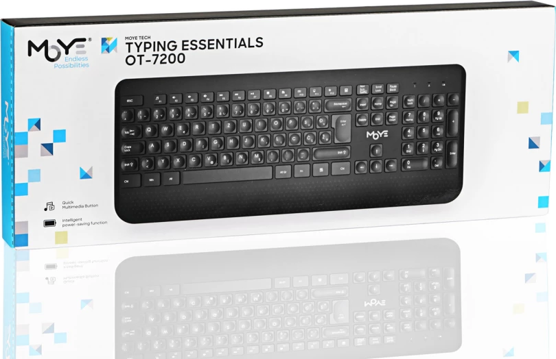 Tastierë Moye OT-7200, wireless 2.4G, full size 104 taste, membranë, me numpad, e zezë