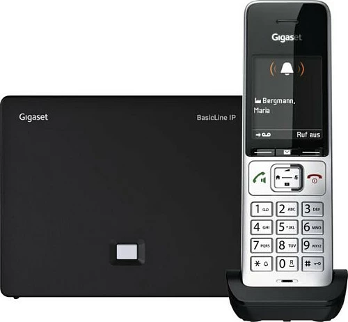 Telefon DECT pa tela Gigaset BasicLine IP + Comfort 500HX, VoIP/VoLTE, ekran 2.2", zi/argjend